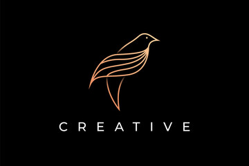 Minimalist bird line art logo design
