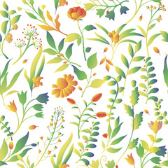 Seamless pattern of beautiful plant elements for decoration