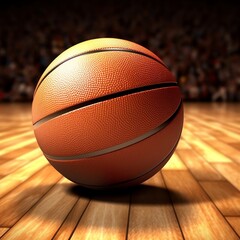 Basketball on a wooden court isolated background