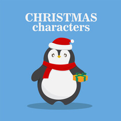 christmas card with snowman and santa