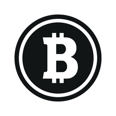 Bitcoin coin symbol. black and white Flat Cryptocurrency icon. currency Vector illustration.