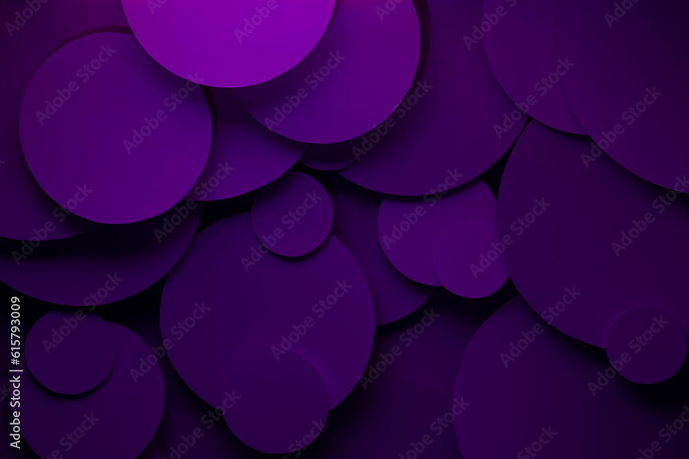 Aufkleber saturated deep violet gradient abstract background of soar paper circles pattern of different size, 
