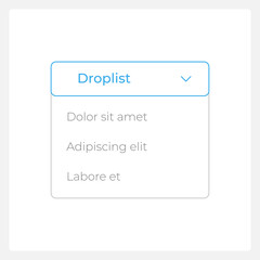 Activated droplist UI element template. Editable isolated vector dashboard component. Flat user interface. Visual data presentation. Web design widget for mobile application with light theme © IMG visuals icons