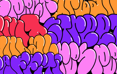 multicolored background, graffiti letters, bright colored inscriptions in the style of graffiti street art