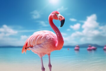 Fototapeta na wymiar Pink flamingo summer by generative ai