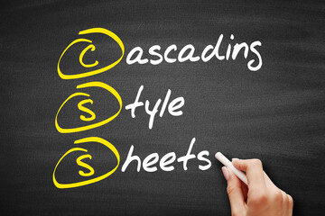 CSS - Cascading Style Sheets, acronym concept on blackboard