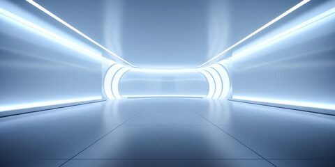 He admires the captivating abstract gray and blue background.