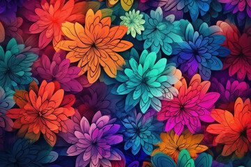 Fototapeta na wymiar Background with colorful flowers, Generative AI