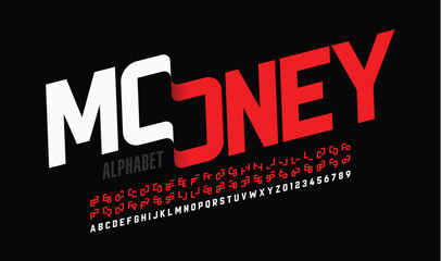 Money Modern font design with some alternate letters, alphabet and numbers logo design
