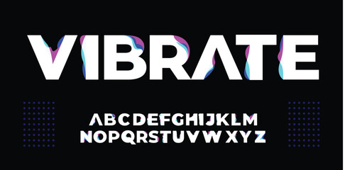 Vibrate abstract vibrant glow modern font with letters for logo brand
