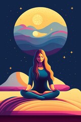 girl sitting on the moon