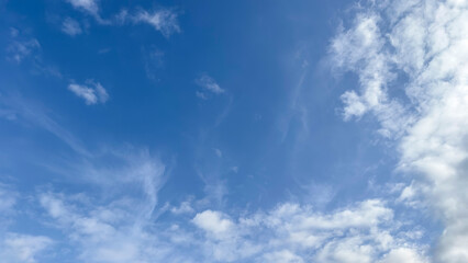 Naklejka na ściany i meble Blue cloudy sky texture. Natural sky composition