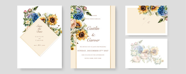 colorful colourful floral flower beautiful hand drawn wedding invitation card watercolor