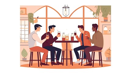 みんなで楽しくお酒を飲む男性たち