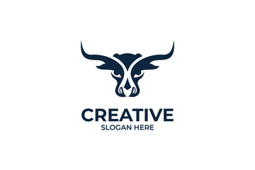 Minimalist cow head logo design template