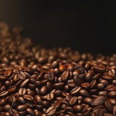 Coffee beans. Square background with copy space. AI generative.