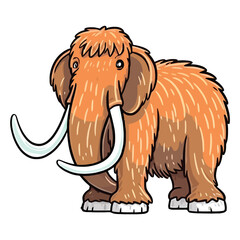 Curious Prehistoric Explorer: Enthralling 2D Illustration Showcasing a Cute Woolly Mammoth