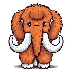 Naklejka premium Curious Prehistoric Explorer: Enthralling 2D Illustration Showcasing a Cute Woolly Mammoth