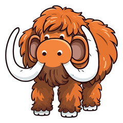 Obraz premium Curious Prehistoric Explorer: Enthralling 2D Illustration Showcasing a Cute Woolly Mammoth