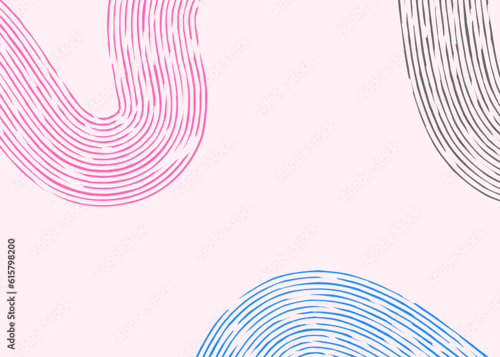 Poster minimalist background with colorful curved brush lines pattern and with some copy space area