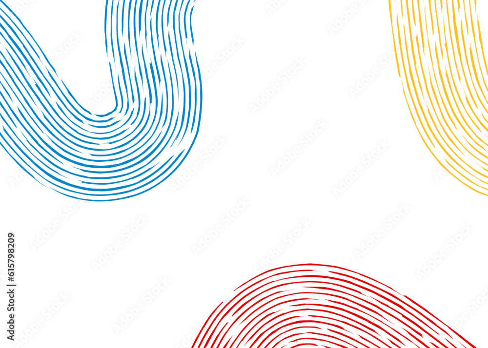 Poster minimalist background with colorful curved brush lines pattern and with some copy space area