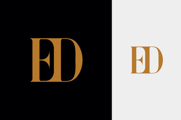 elegant simple minimal luxury serif font alphabet letter d combined with letter e logo design