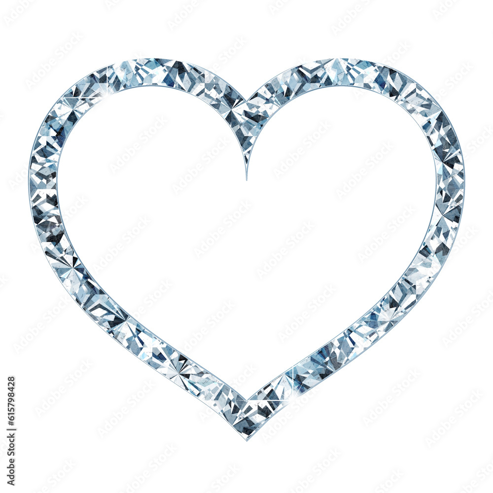 Poster shining diamond heart frame. it is a part of a set which also includes uppercase and lowercase lette
