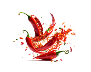 Falling bursting chili peppers png