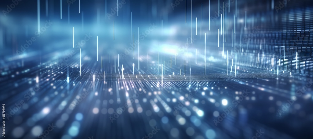 Poster blue energy virtual cyberspace matrix technology background. generative ai technology.