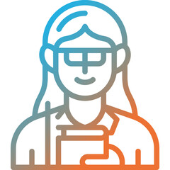 female teacher gradient line icon