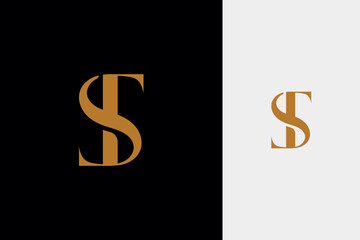 elegant simple minimal luxury serif font alphabet letter t combined with letter s logo design