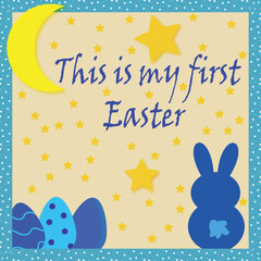 easter greeting card with bunny, baby card, milestone, baby boy