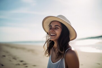 happy woman at the beach