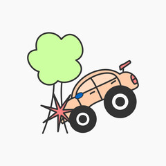 Car crash vector illustration for element design
