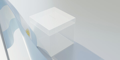 Argentina elections, Voting box and national flag. 3d