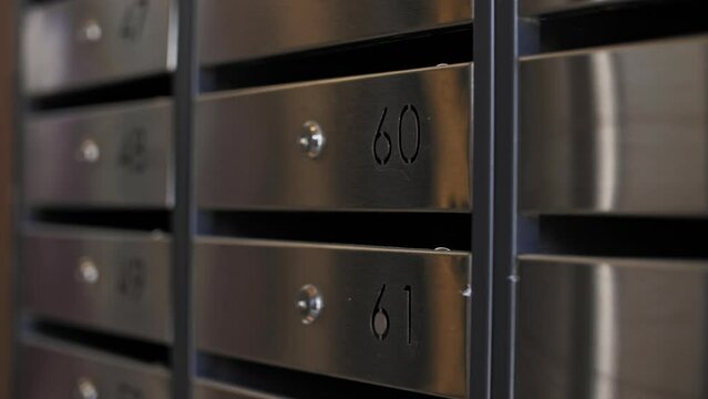 Metal mailboxes in the entrance group of the house