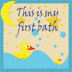 baby card, baby boy card, milestone card, first bath