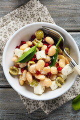Vegetable beans feta salad in a bowl