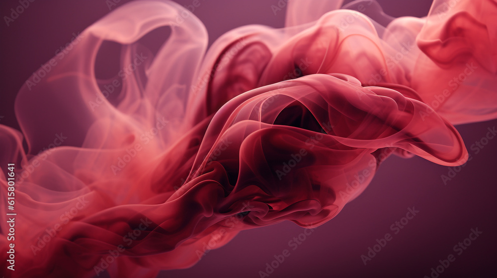 Wall mural maroon smoke gracefully curling in the air, Generative AI