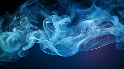 Obraz premium smoke on black background azure smoke as it weaves its way through the air, Generative AI
