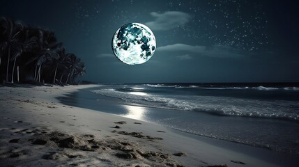 moonlight on the beach, generative AI