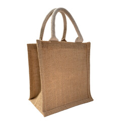 Single brown sackcloth bag with copyspace isolated.