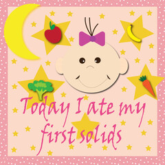 baby card, baby girl card, milestone card, I ate my first solids