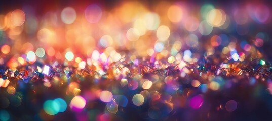 Bright colorful glitter night lights background. Generative AI technology.