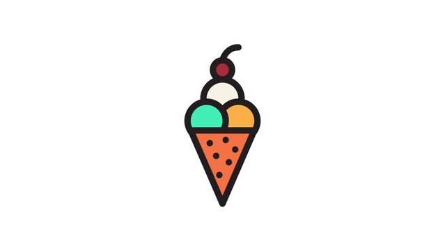 Icecream, Food and Drink animated icon on transparent background.
