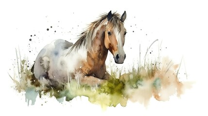 watercolor painting of a horse