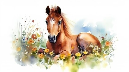 watercolor painting of a horse