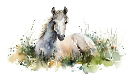 watercolor painting of a horse