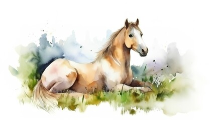 Obraz na płótnie Canvas watercolor painting of a horse