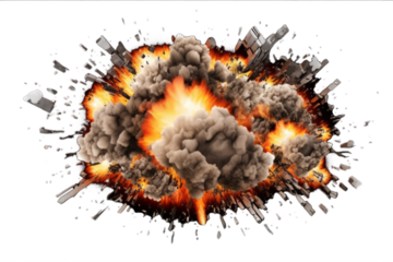 Explosion border illustration on a transparent background. Generative AI.